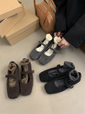 IFOMT Hollow Shallow Cut Split-Joint Square-Toe Flat Shoes Mary Janes