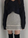 IFOMT Solid V Neck Tie Back Loose Sweater