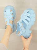 IFOMT Belt Buckle Hollow Round-Toe Split-Joint Gladiators Platform Shoes Sandals