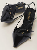 IFOMT Belt Buckle Hollow Pointed-Toe Split-Joint Pumps Sandals Sling Shoes