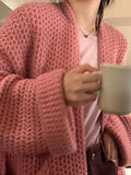 IFOMT Solid Baggy Knit Long Cardigan