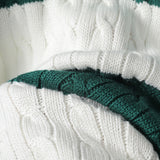 Ifomt Vintage Green Striped Knitted Sweater Women Autumn Winter V Neck Long Sleeve Oversize Pullovers Simple Casual Cotton Top Chic
