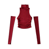 IFOMT 2024 New Spicy Girls Y2k Tops Oversleeve Sexy Turtleneck Tank Top for Women's Slim Fit Short tshirt Skinny Streetwear Crop Top