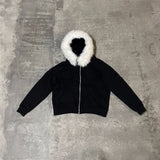 Ifomt party outfit  Knitted Hooded Sweater Women Fall Winter Long Sleeved Warm Buttons Loose Pullover Solid Harajuku Lazy Sprot FurCollar Sweatshirt