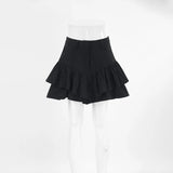 IFOMT Ruffles Slim Shorts Skirts Women Black Temperament High Waist Skirt Femme Street Casual Folds Splice Elegant Skirt LadiesChristmas Gifts