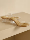 IFOMT Open Toe Split-Joint Square-Toe Transparent Pumps Sandals Slippers