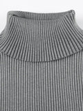 IFOMT Solid Off Shoulder Zip Up Hem Sweater