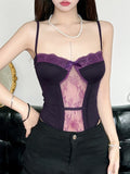 IFOMT Spring Outfits Lace Trim Bow Halter Rompers Women Sexy Hotsweet Fashion Patchwork Purple Bodysuit 2024s Trendy New