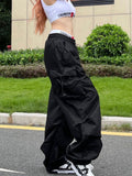 Ifomt Y2K Parachute Black Pants Women Hippie Streetwear Oversize Pockets Cargo Trousers Harajuku Wide Leg Baggy Sweatpants Casual Outfit