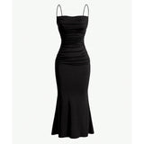Ifomt All Seasons Women's Dresses Elegant Party Fitting Slim Spaghetti Strap Mermaid Hem Maxi Fashion Party Dresses