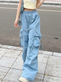 IFOMT Y2k Cargo Pants Women Streetwear Casual Wide Leg Pants Harajuku Vintage Solid Baggy Straight Trousers Ladies Oversize Sweatpants