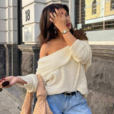 IFOMT Outfits Knitting Off The Shoulder Solid Sweater Women'S Tops Autumn Winter Casual Clothes New Atreetwear Korean Outfit