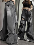 IFOMT Washed Black Ripped Boyfriend Jeans