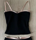 Ifomt Goth 2-Piece Set Summer Dresses Sling+Short Skirt Slim Harajuku Korea Crop Top Sexy Hot Girl Punk Y2k Grunge 2000s Emo Backless