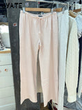 Ifomt New Spring Autumn Loose Women Sweatpants Solid Color Gray Drawstring Wide Leg Pant Casual Sportwear Long Trouser Cotton Blend