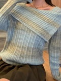 IFOMT Ombre Striped Irregular Design Slim Sweater