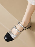 IFOMT Belt Buckle Round-Toe Split-Joint Flat Shoes Mary Janes