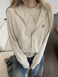 IFOMT Zip Up Cardigan Loose Hoodie