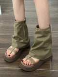 IFOMT Hollow Split-Joint Split-Toe Zipper Boots Platform Shoes Sandals