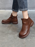IFOMT Round-Toe Solid Color Zipper Boots