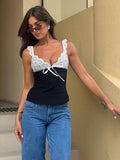 IFOMT Outfits Lace V Neck Sleeveless Lace Up Tank Top Slim Summer Y2K Streetwear Sexy Fashion Wholesale Casual Clothes