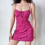 Ifomt Sleeveless Floral Dress Women Mini Dress Vintage Y2k Summer Fashion Sexy Party Beach Spaghetti Strap Dresses Backless Womens Spring Style 2025