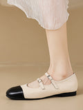 IFOMT Belt Buckle Round-Toe Split-Joint Flat Shoes Mary Janes