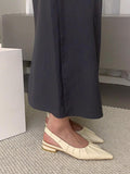 IFOMT Pleated Pointed-Toe Solid Color Split-Joint Sandals Sling Shoes