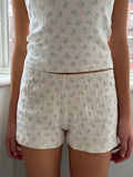 Ifomt Sweet Cute Little Bear Print Shorts Women Cotton Soft Casual Elastic Waist Straight Short Pants Home Slim Vintage Y2K Sweatshort