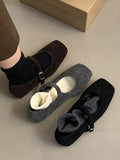IFOMT Hollow Shallow Cut Split-Joint Square-Toe Flat Shoes Mary Janes