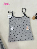 Ifomt Grey Skull Print Tank Camis + Straight Pant Set Two Piece Set For Women Retro Y2K Summer Vest 2025 New Home Casual Female Suit