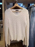 Ifomt 2025 American V-neck Sweater Twist Pullover Long Sleeve Sweater Girls Fashion Streetwear Solid Color Versatile Loose Y2K Top
