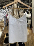 Ifomt Hollow Embroidery White Tank Camis 2025 New V-neck Adjustable Strap Simple Summer Vest Cotton Solid Waistband Sweet Y2K Tops