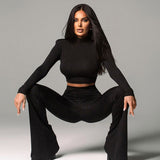 IFOMT Outfit Autumn Casual Tracksuit Women Long Sleeve Basic Y2K Tops Long Low Waisted Sexy Fashion Pants Elegant Two Piece Set
