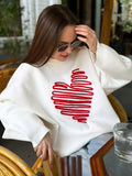 IFOMT Autumn Heart Knitted Sweater For Women Niche Loose Pullovers Long Sleeve Female Fashion Contrast Color Sweater CasualChristmas Gifts