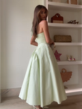 Ifomt Elegant V Neck Green Long Dresses Women Fashion High Waist A-line Halter Midi Vestidos New Summer Lady Evening Party Dress 2025