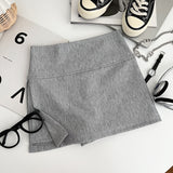 IFOMT Women Mini Skirt Sexy Low-waisted Casual Side Split Sports Solid Color Fashion Slim Bodycon Short Skirts Jogger