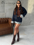 Ifomt Chic Denim Jacket Mini Skirts Set Women Lapel Single Breasted Long Sleeve Coat Slim Short Skirt 2025 Spring Elegant Lady Outfit