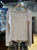 Ifomt New Sweet Pink Striped Long Sleeve T-shirt Women Spring Cotton Raw Hem Slash Neck Slim Tee Tops Casual Preppy Style Y2K T shirt