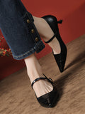 IFOMT Lace-Up Pointed-Toe Shallow Cut Split-Joint Pumps