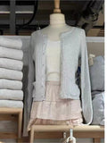 Ifomt Gray Single Breasted Autumn Women Sweater Round Neck Solid Color Simpler Tops Woman Versatile Casual Knitting Pullovers New
