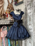 Ifomt Aesthetics Party Dresses Short Sleeve Bow Lace Sexy Goth Vintage Punk Slim Ball Gown Y2k 2000s Harajuku Lolita Sweet Emo Summer