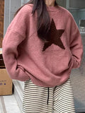 IFOMT Vintage Star Jacquard Crew Neck Sweater