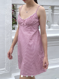 Ifomt Sweet Pink Plaid V-neck Mini Dress Women New Casual Buttons Lace Trim A-line Short Vestidos Vintage Preppy Style Dresses Y2K