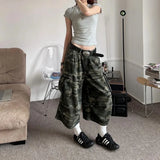 Ifomt American Camouflage Jeans Men's and Women's High Street Loose Straight Leg Casual Versatile Seven-minute Denim Pants Male Casual Outfit