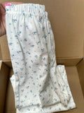 Ifomt American Retro Straight Pants Little Rabbit Print Cute Chic Long Pants Cotton Elastic Waist Homewear Casual Summer Trouser Women