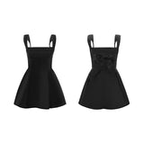 IFOMT Outfits Women's Summer Elegant Solid Color Sleeveless Big Bow Knot Tied Backless Deep Square Neck A-line Short Sling Dress