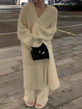 IFOMT Solid Baggy Knit Long Cardigan