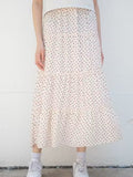 Ifomt Sweet Ruffled Floral Print Long Skirt Women Casual Elastic Waist Cotton A-line Summer Skirts Y2K Vintage Cute Tutu Faldas Femme