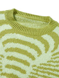 IFOMT Vintage Striped Splice Crew Neck Short Sweater